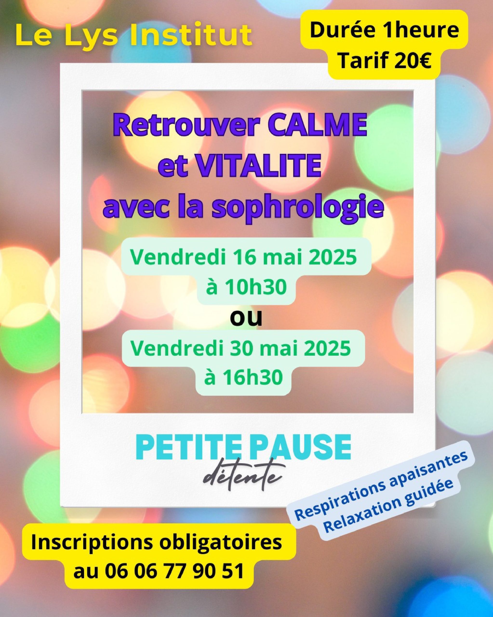 Animation sophrologie le 16 et le 30 mai